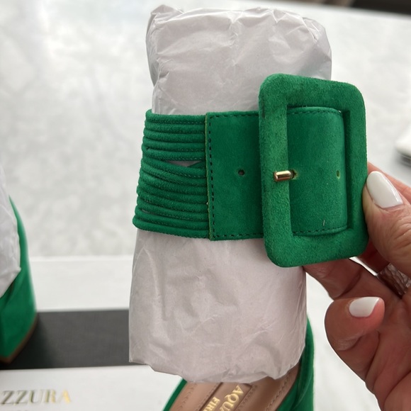 Authentic Aquazzura Suede 💯 goat skin Jasmine green sandals - Picture 8 of 13
